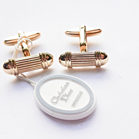 Christian Dior Paris Gold Cufflinks  New With Tags - Picture 1 of 2